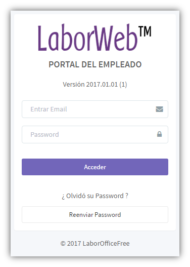 Formulario acceso del Portal del Empleado